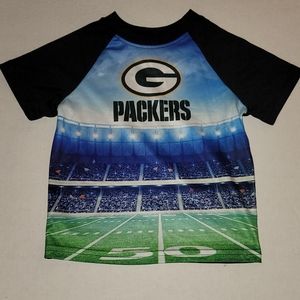 NFL Football Kids Green Bay Packers Team Tee T shirt 50 yard line Blue G